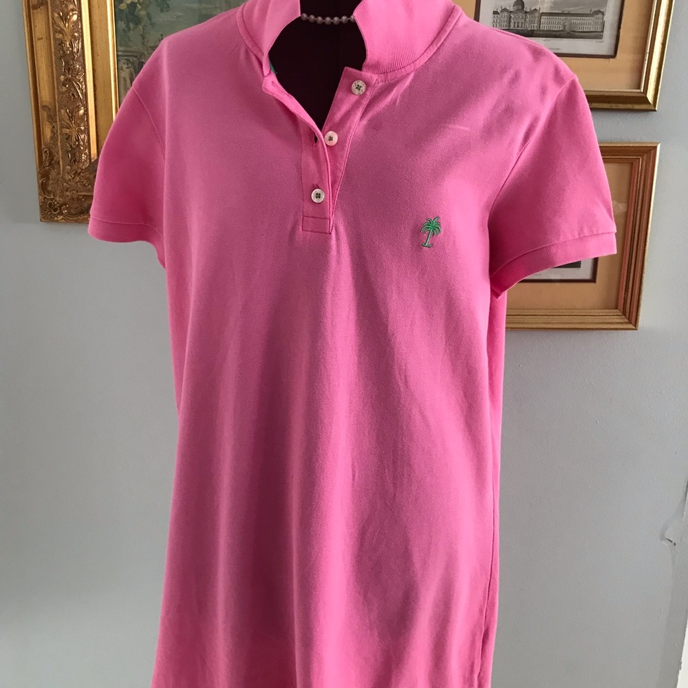 Lilly Pulitzer Pink Polo Dress with Green Palm Logo